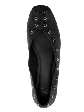 Time and Tru Black Lace-Up Eyelet Ballet Flat